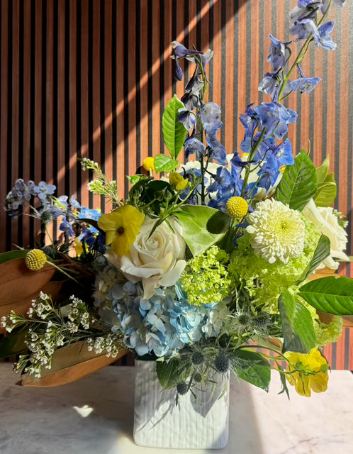 Seasonal garden-style floral arrangement