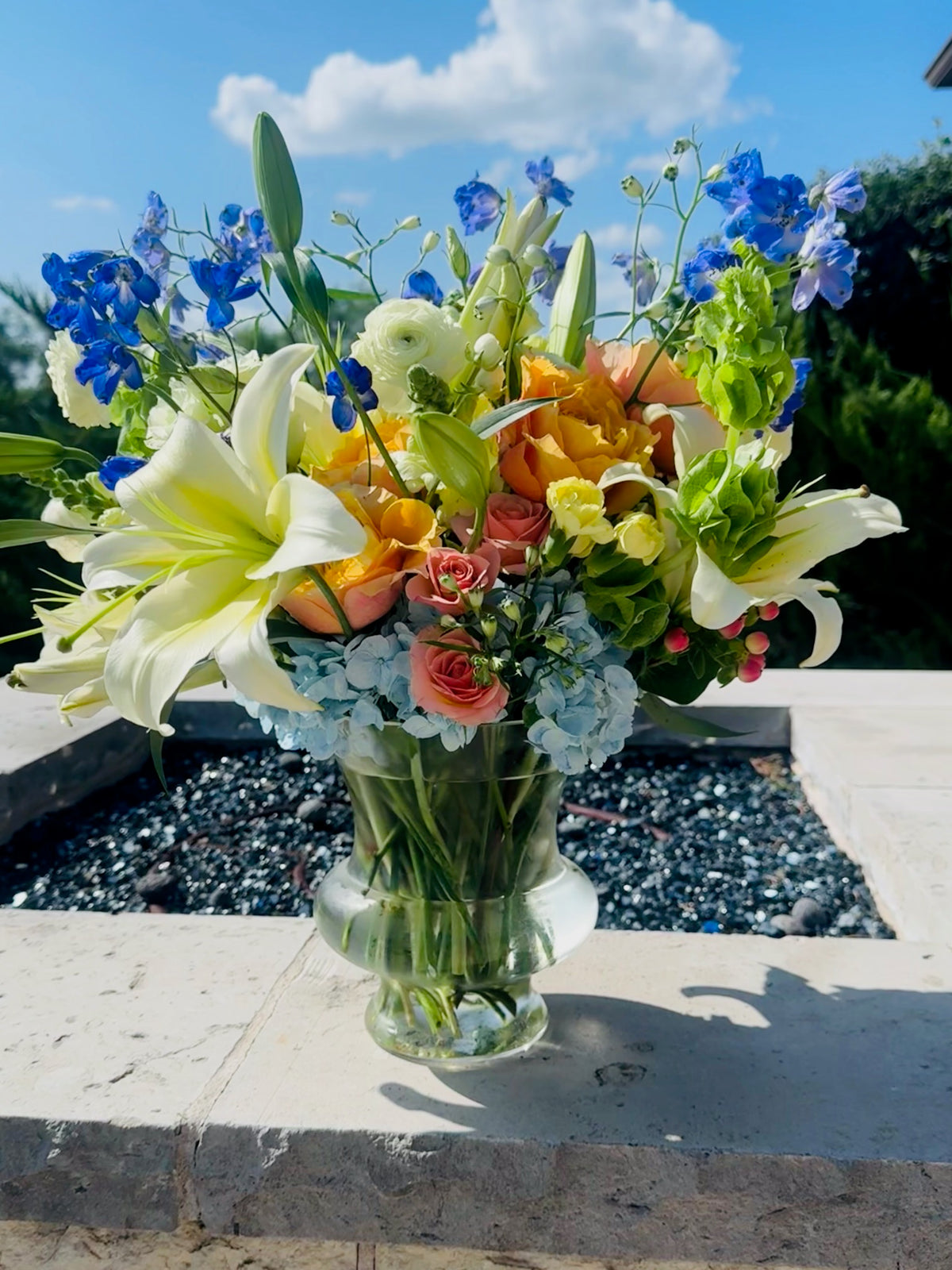 Colorful tropical floral arrangement