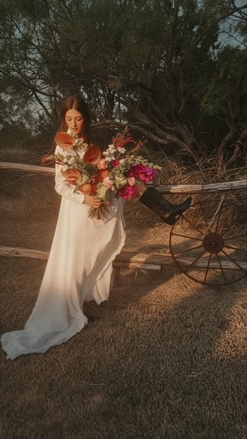 Golden Grove bridal bouquet outdoors